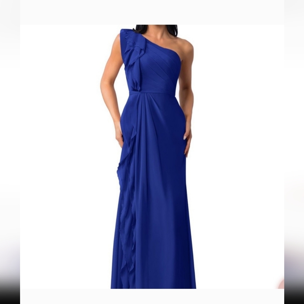 Azazie One Shoulder Dress in Navy Blue